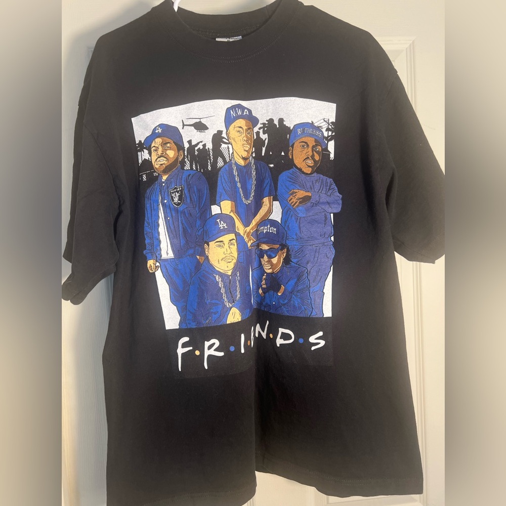 NWA hip hop rap originals black t-shirt FRIENDS theme sz XL